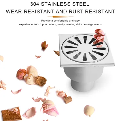 Modern Square Stainless Steel Floor Drain SS304 for Bathroom Showers