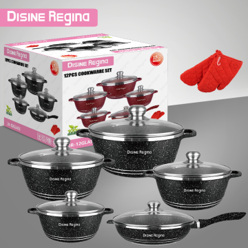Set di pentole in alluminio antiaderente in 12 pezzi di alta qualità: attrezzi da cucina durevoli per vasi e padelle