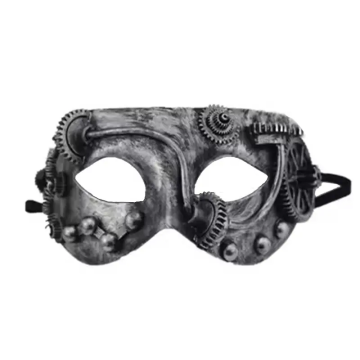 Vintage Gold and Silver Steampunk Rivet Mask for Masquerade and Halloween Party