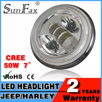 7inch 50W round Black Sliver C REE hi/lo Led headlight, Harley motorcycle sealed beam light with halo ring for Jeep Wrangler