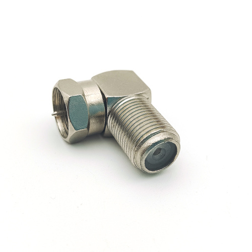 Right Angle Male to Female F-type Coaxial Adapter