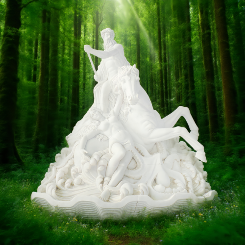 Marble Sea Warrior Sculpture Waves Courage Décor Art