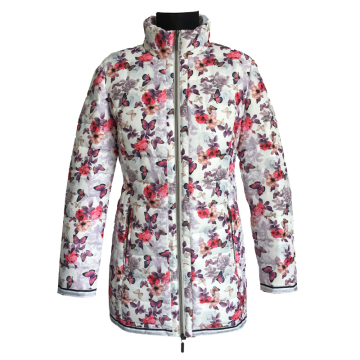 Women Quilted Jacket flower printed