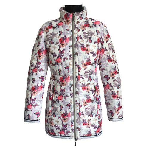 Women Quilted Jacket flower printed