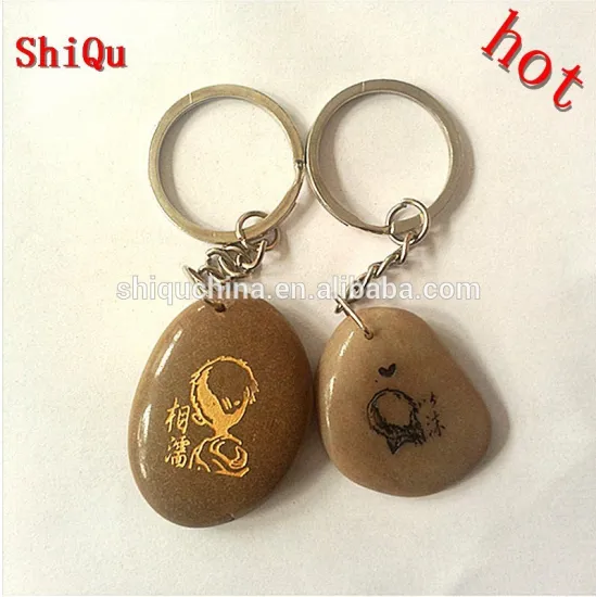handmade stone keychain with engraved logo