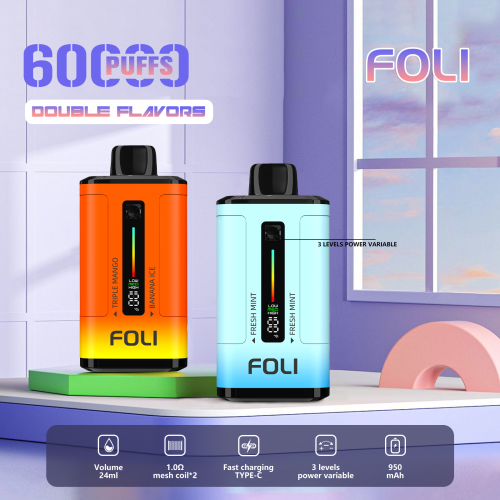 Dual Mesh Coil FOLI Vape Sekali Pakai 60000 Puff