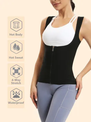 Wholesale Women's Sweat Sauna Suits and Waist Trainer Zipper Shapewear