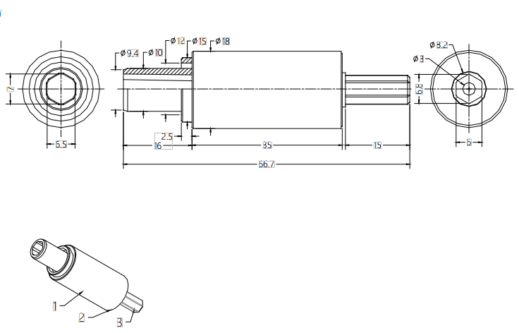 Shaft Damper Drawing For Window Screen 