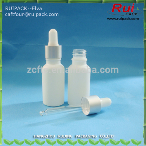 glass bottle, 20ml print white glass bottle, cosmetic glass bottle, glass bottle with aluminum dropper