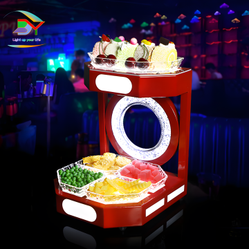 Two-Layer LED Fruit Plate Rack with Charging Compartment