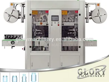 Automatic two heads sleeve shrinking label machine