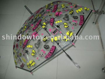 transparent POE straight umbrella with clear sight