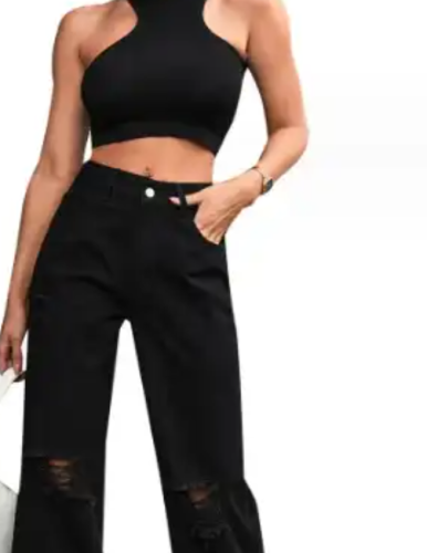 Women's fashionable denim pants for casual wear