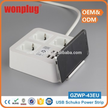 2016 New arrival muti-function schuko power strip with 4 usb port from guangzhou Wonplug