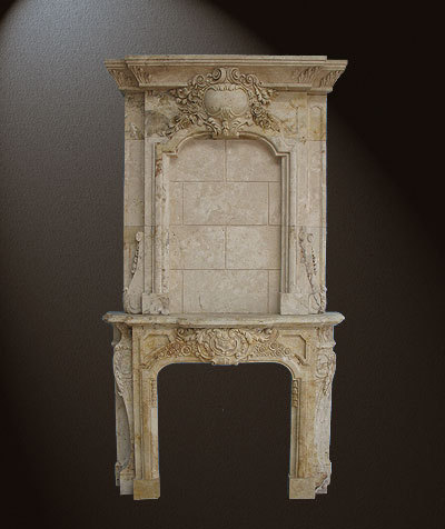 Indoor Decoration Travertine Overmantel Fireplace For Sale