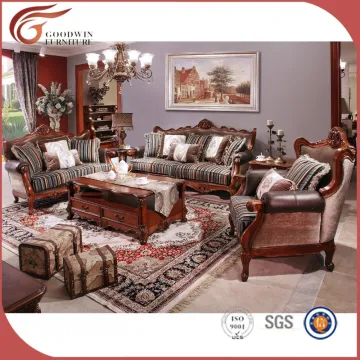 antique wood carving sofa design, leather and fabric sofa set