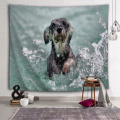 Hund spielen mit Wasser Tapisserie Schnauzer Tier Wandbehang 3D Print Wandteppich für Kinder Wohnzimmer Schlafzimmer Home Wohnheim Dekor