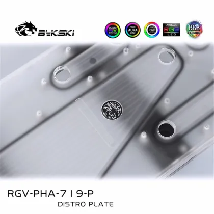 Bykski Distro Plate for Phanteks 719LTG Case - 360 Radiator Water Cooling Loop, 12V/5V RGB Sync