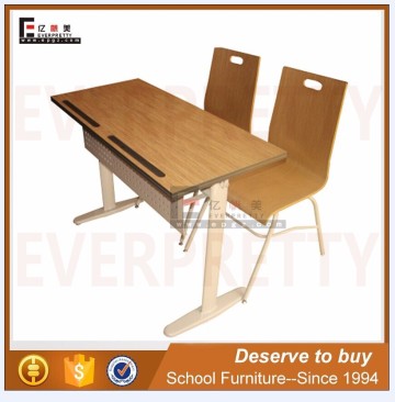 Student Furniture Wooden Student Desk And Chair Double Plywood Desk Chair