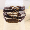 Nouveau Believe triangle vintage Harry Potter Infinity Bracelets métalliques pièces originales brun bracelet bricolage de couleur en gros