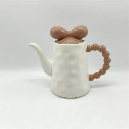 Brown Handle Ceramic Teapot