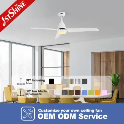 1stshine LED Ceiling Fan - White Blades with Integrated Lighting