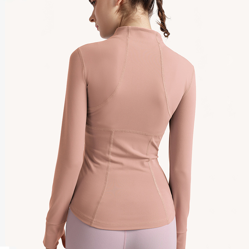 I-Wholesale Women Zipper Jacket Spandex nylon pink