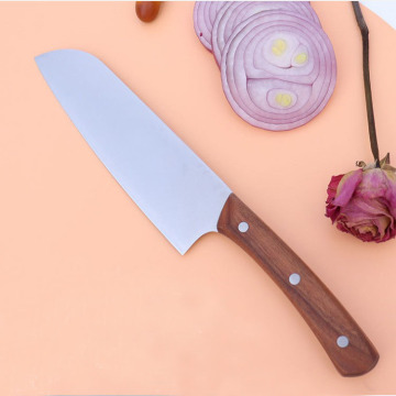 Factory Direct Customized Kitchen Santoku Knife with Sapele Wood Handle