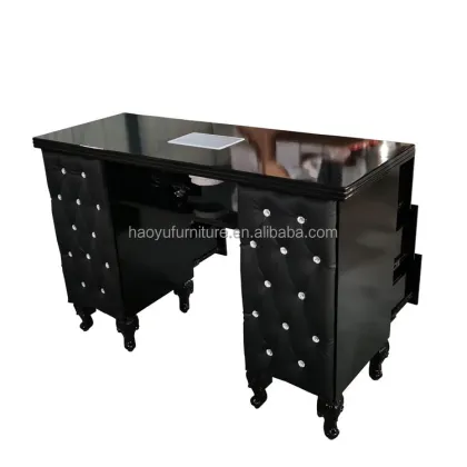 black nail tech tables station with 6 drawers dust collector nail tables
