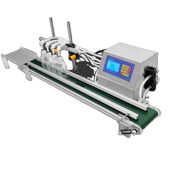 Automatic Small Four Head Beverage Filling Machine with Conveyor Belt