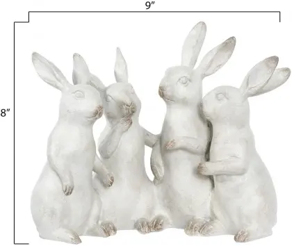 Whitewashed Polyresin Bunny Quartet Figures