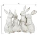 Figures de quatuor de lapin en polyresine blanchie à la chaux