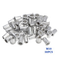 50Pcs M3 M4 M6 M8 M10 Flat Head Rivet Nuts Set Aluminum Alloy Rivet Nuts Nut Insert Riveting Set