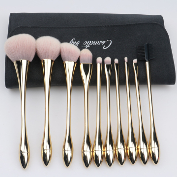 Private Label Natural Professional Makeup Brushes with Wooden Handles - Rose Gold Set