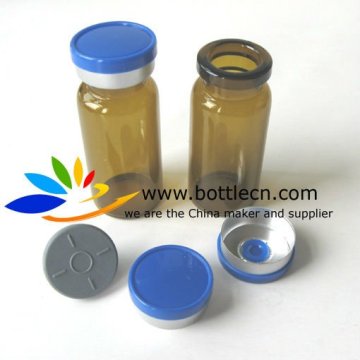 10ml sterile amber vial gray rubber stopper blue smooth 20mm flip top cap crimper