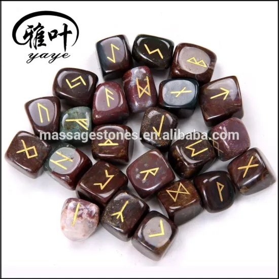 Wholesale Natural Semi-precious Stone Gift Word Engraved Reiki Tumble Indian Agate Stone Rune Stones