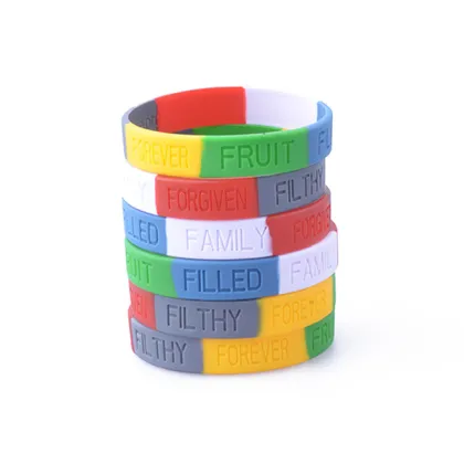 Multi Colors Silicone Bangle Words Engraved Wristband