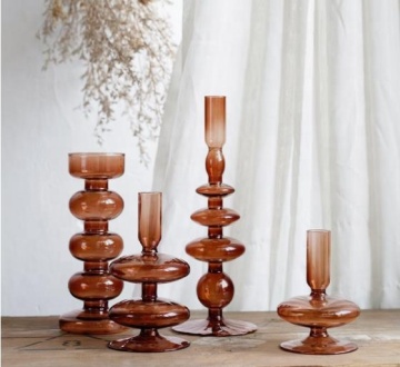 Home Decoration Brown colored pillar candle holders