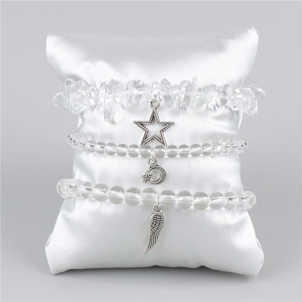 Nouvelle arrivée 3pcs un ensemble de pierres précieuses Rounds Bracelet Stretch Bracelet Natural Stone Cross Bracelets