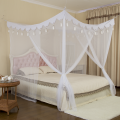 White Hanging Rectangle Tassel Mosquito Net Bed Canopy