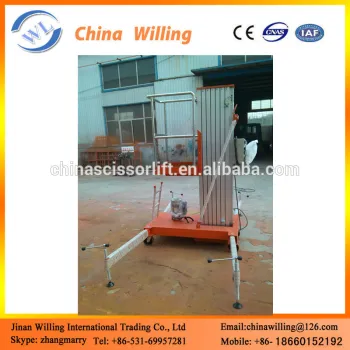 Electric aluminium single mast portable man lifts for sale WLA0.1-10