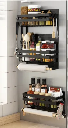HONGDEC Black Kitchen Storage Rack Rustproof Kitchen Storage Shelf