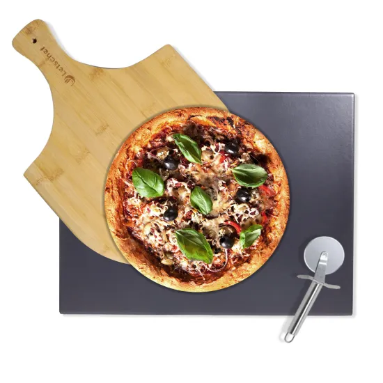 3 in 1 Pizza Tools include Pizza Peel Set With  Peel Cutter and Stone