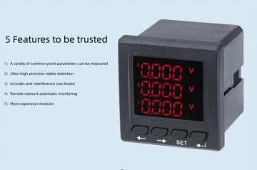 Three-phase voltage meter with LCD screen