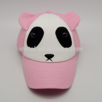 New embroidered 100%cotton 6 panel cute panda child baseball cap wholesale