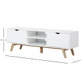 Wood White TV Stand Storage Cabinet