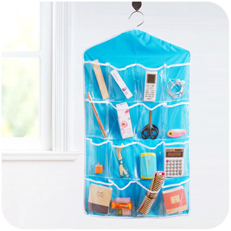 Storage Pockets Wall Door Waterproof Hanging Bathroom Linen Cotton Sundries Folding Underwear Socks Sorting 16 Pockets Organize