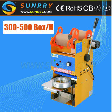 2015 popular semi-automatic sealing lid machine for plastic and aluminum foil cup for CE