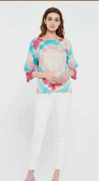 wholesale women latest tie dye printing silk cashmere sweater in reasonable price