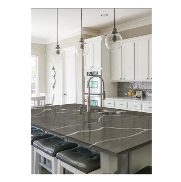 Sintetis Calacatta Grey Marble Countertop Quartz Slab